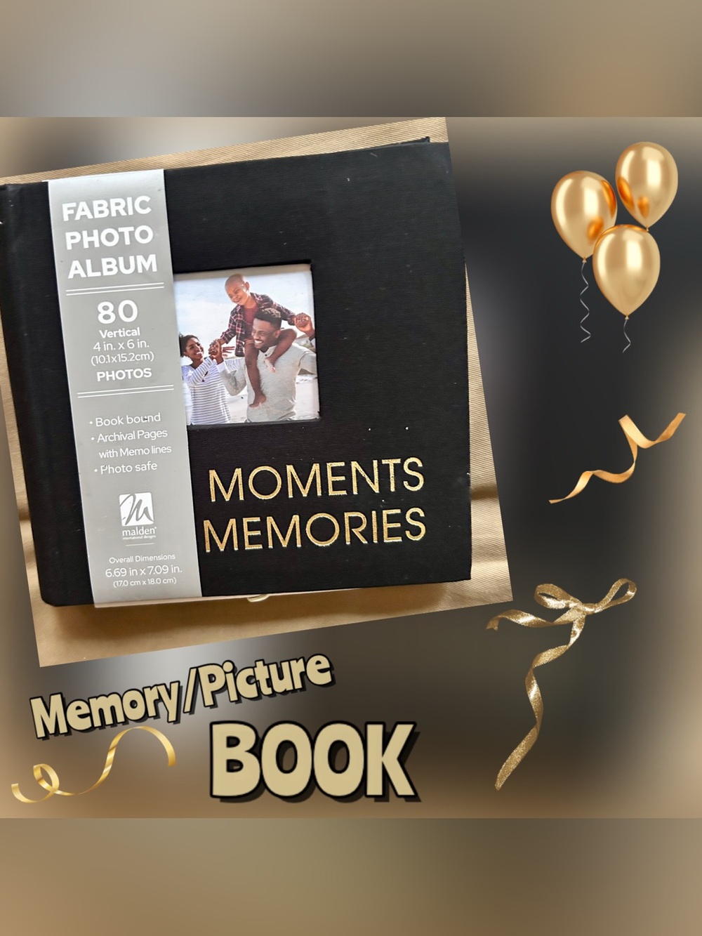 Malden Black and Gold Moments Memories Photo Album